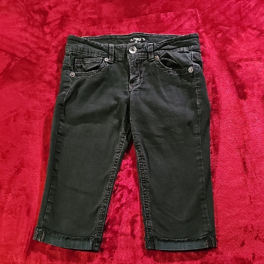 Sequin Hearts, Black Denim Capris Size 11